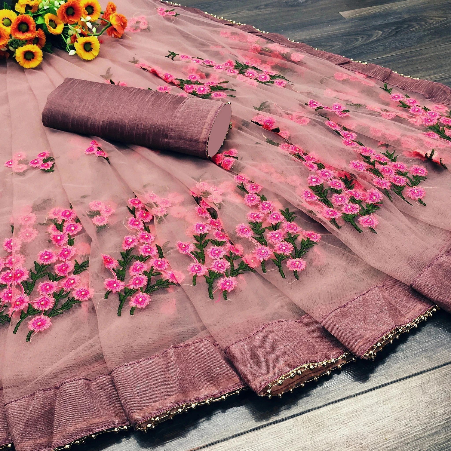 Patrini  Embroidered Bollywood Net Saree