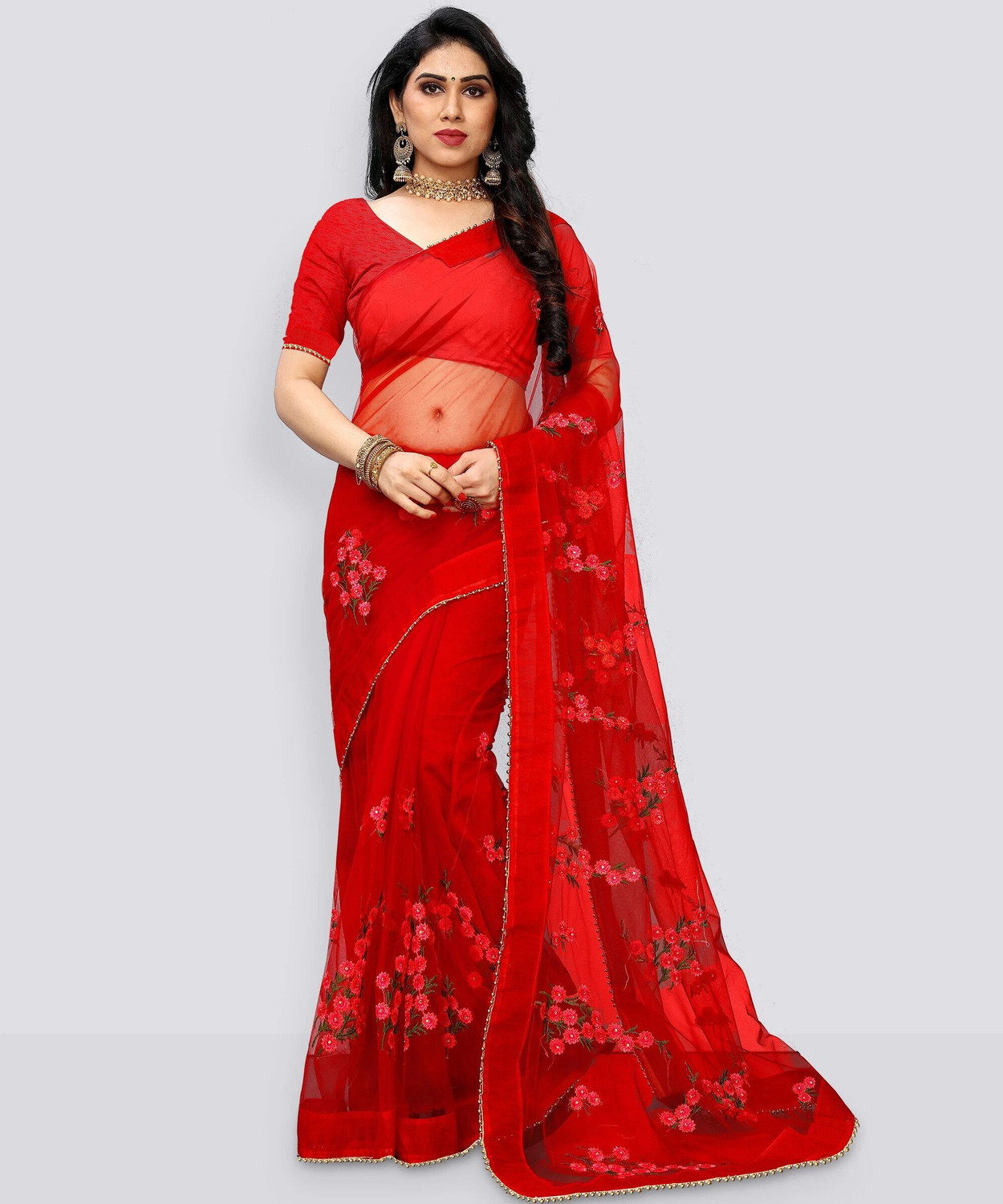 Patrini  Embroidered Bollywood Net Saree