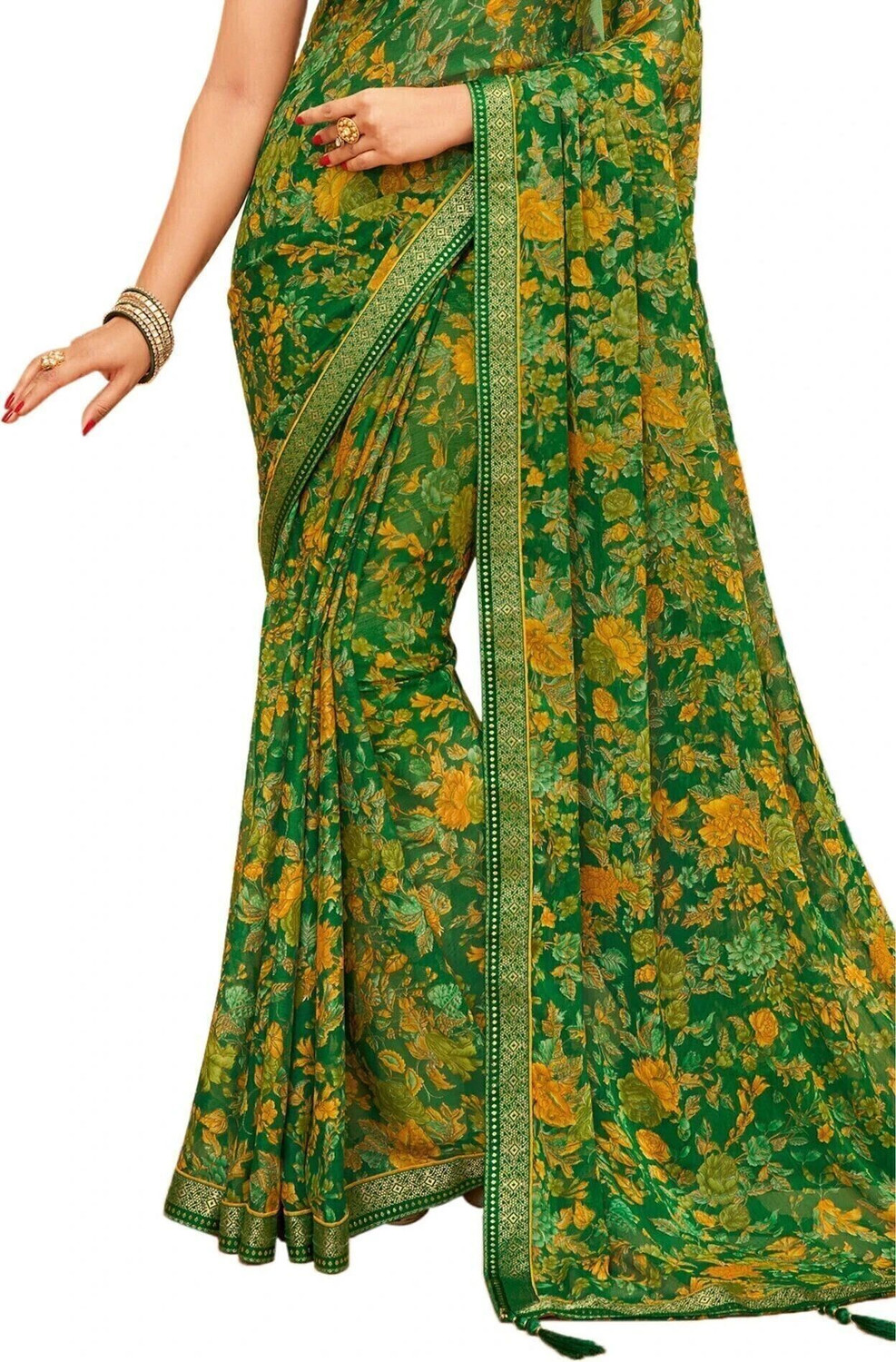 Sharini Floral Printed Georgette & Chiffon Saree

