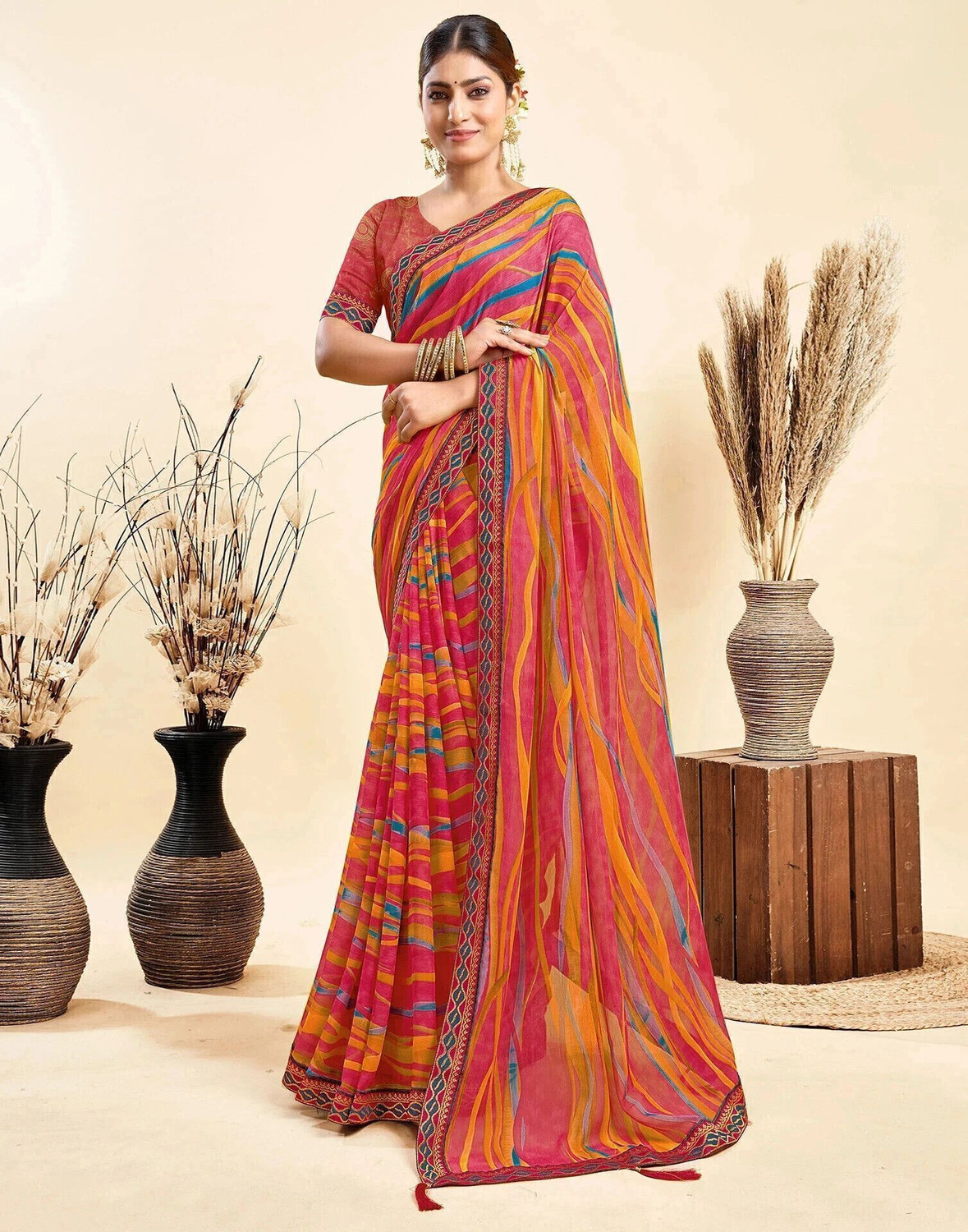 Sharini Floral Printed Georgette & Chiffon