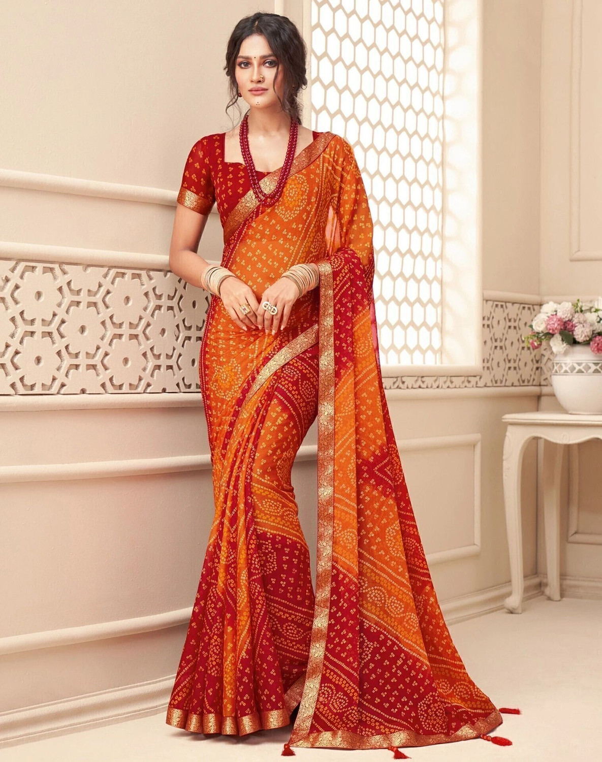 Sharini Bandhani Printed Wedding & Festive Saree