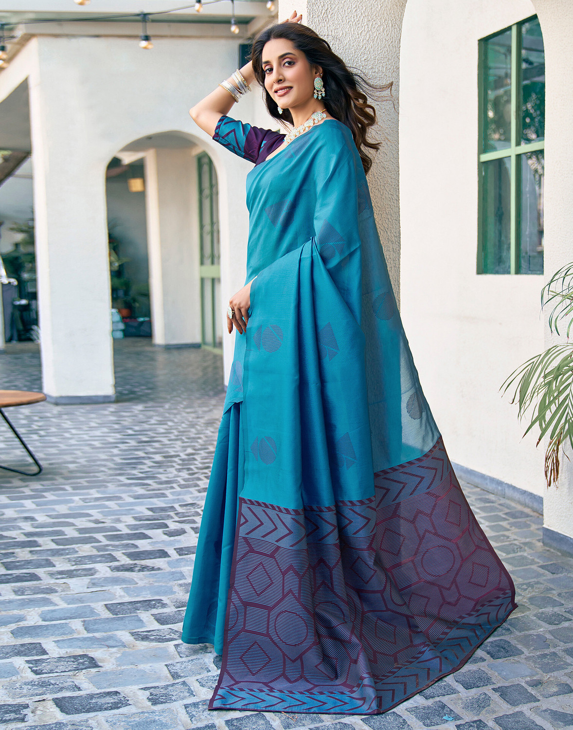 Sharini Dyed & Woven Banarasi Silk Blend Saree