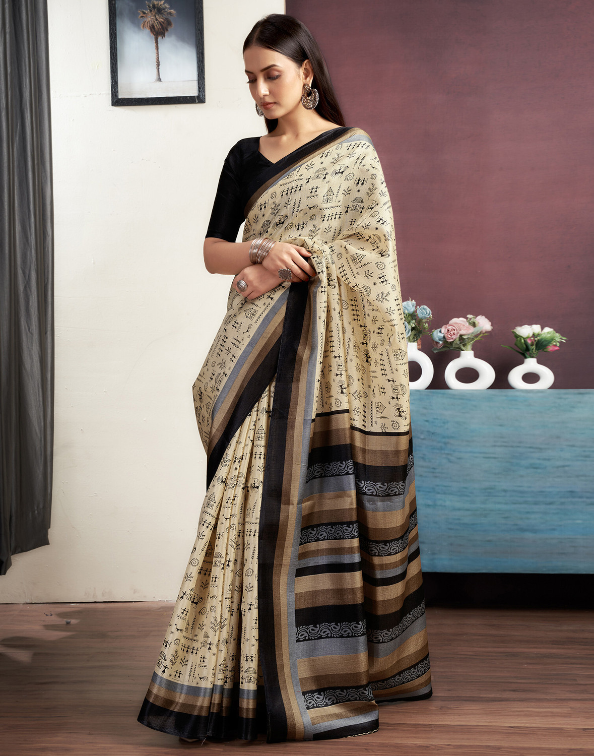 Sharini Warli & Floral Prints Saree 