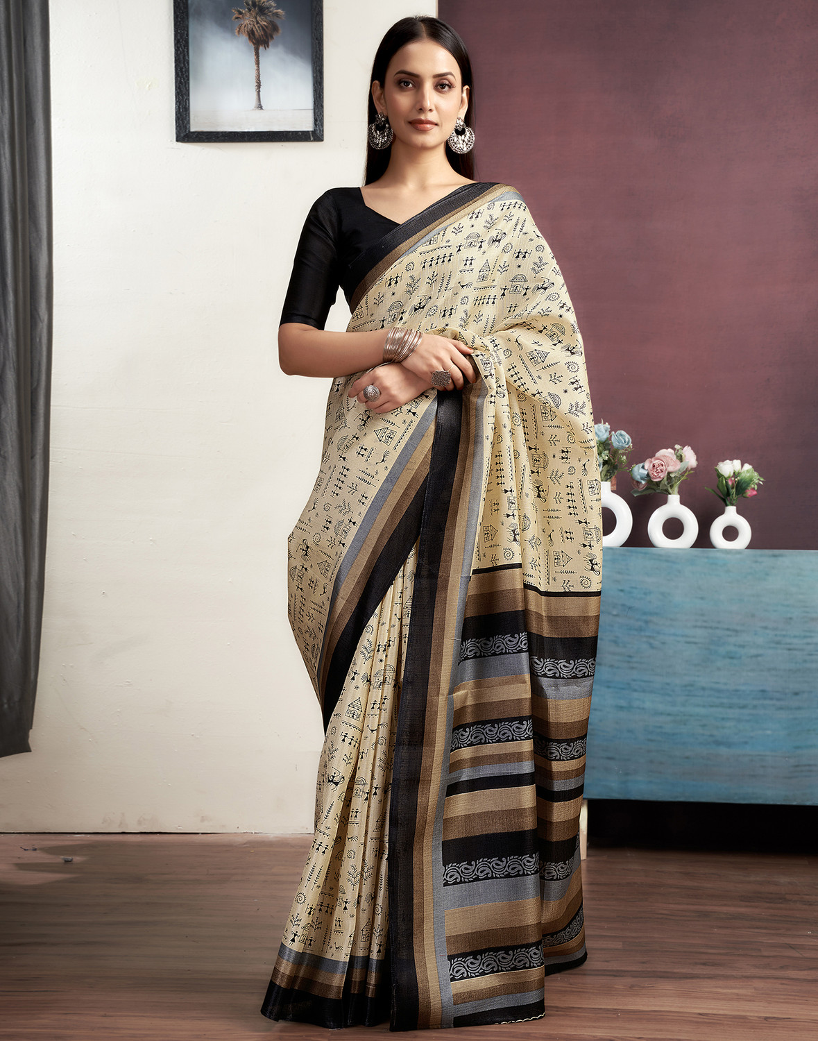 Sharini Warli & Floral Prints Saree 