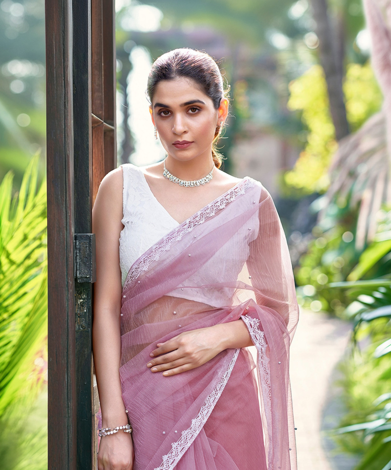 Sharini Net Saree with Pearl Work Saree