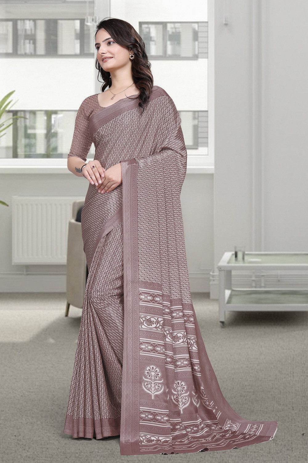 Kashvi White Floral Design  Saree