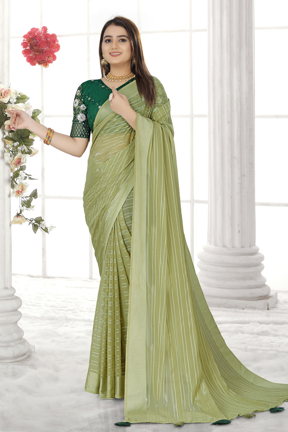 Kashvi Parallel Lines Design  Saree