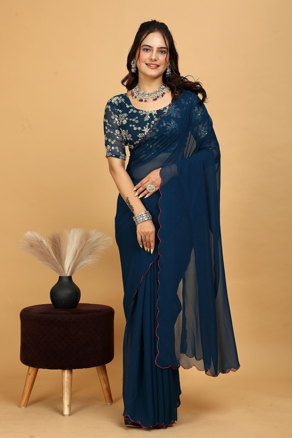 Kashvi Red Piping Border Design  Saree