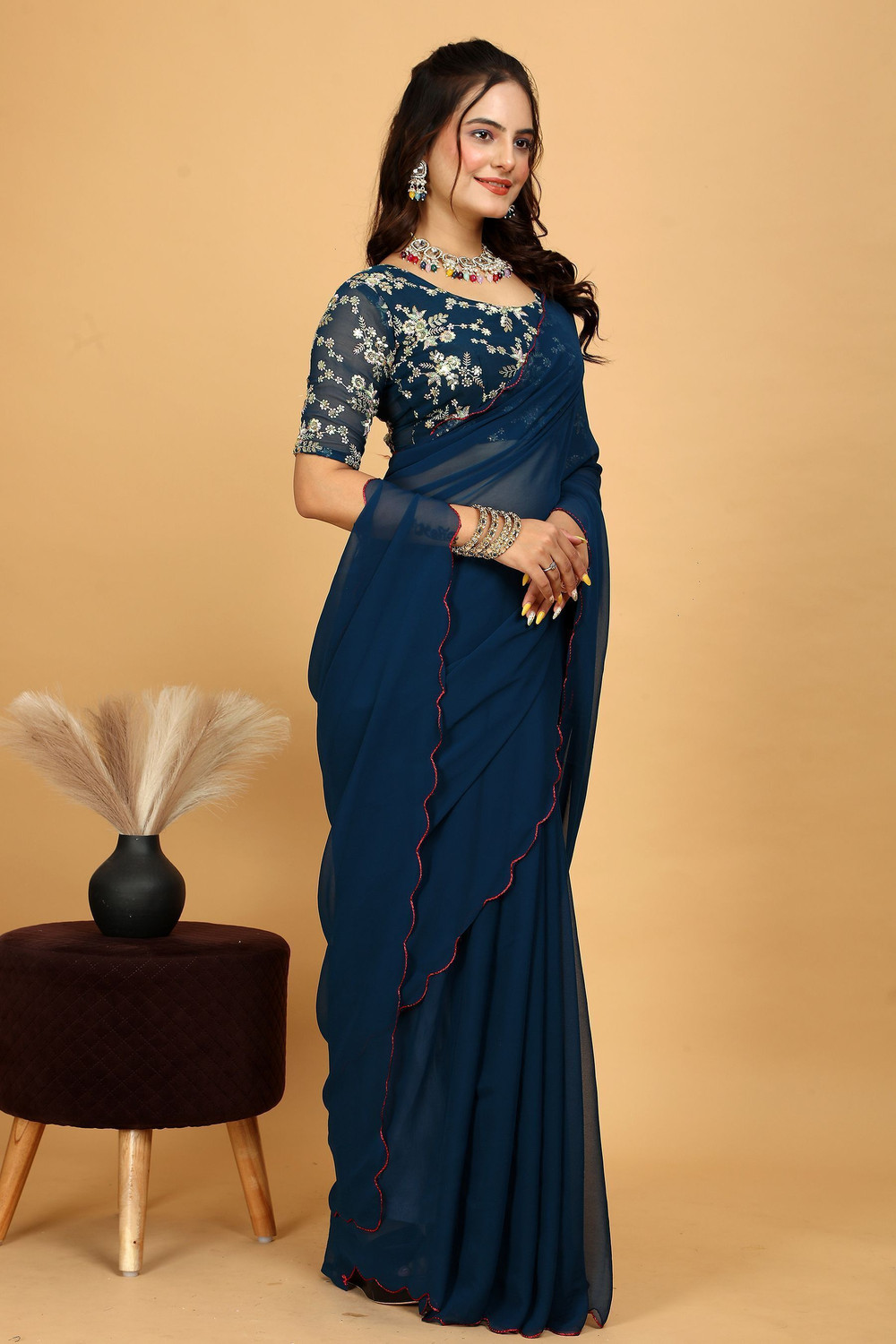 Kashvi Red Piping Border Design  Saree