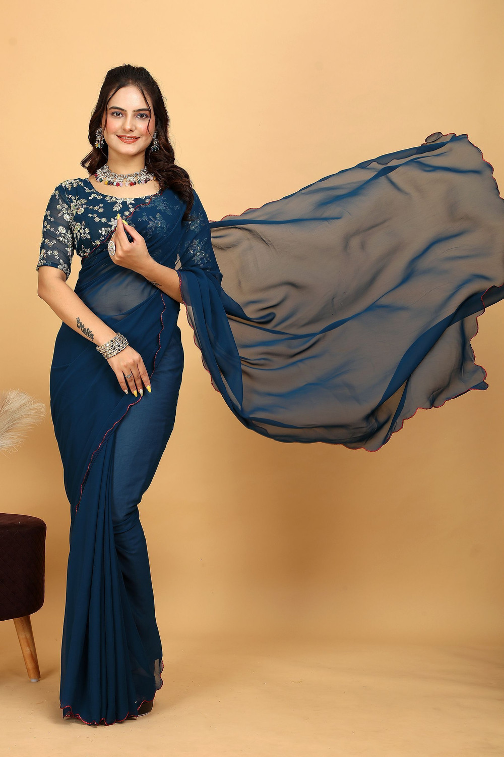 Kashvi Red Piping Border Design  Saree