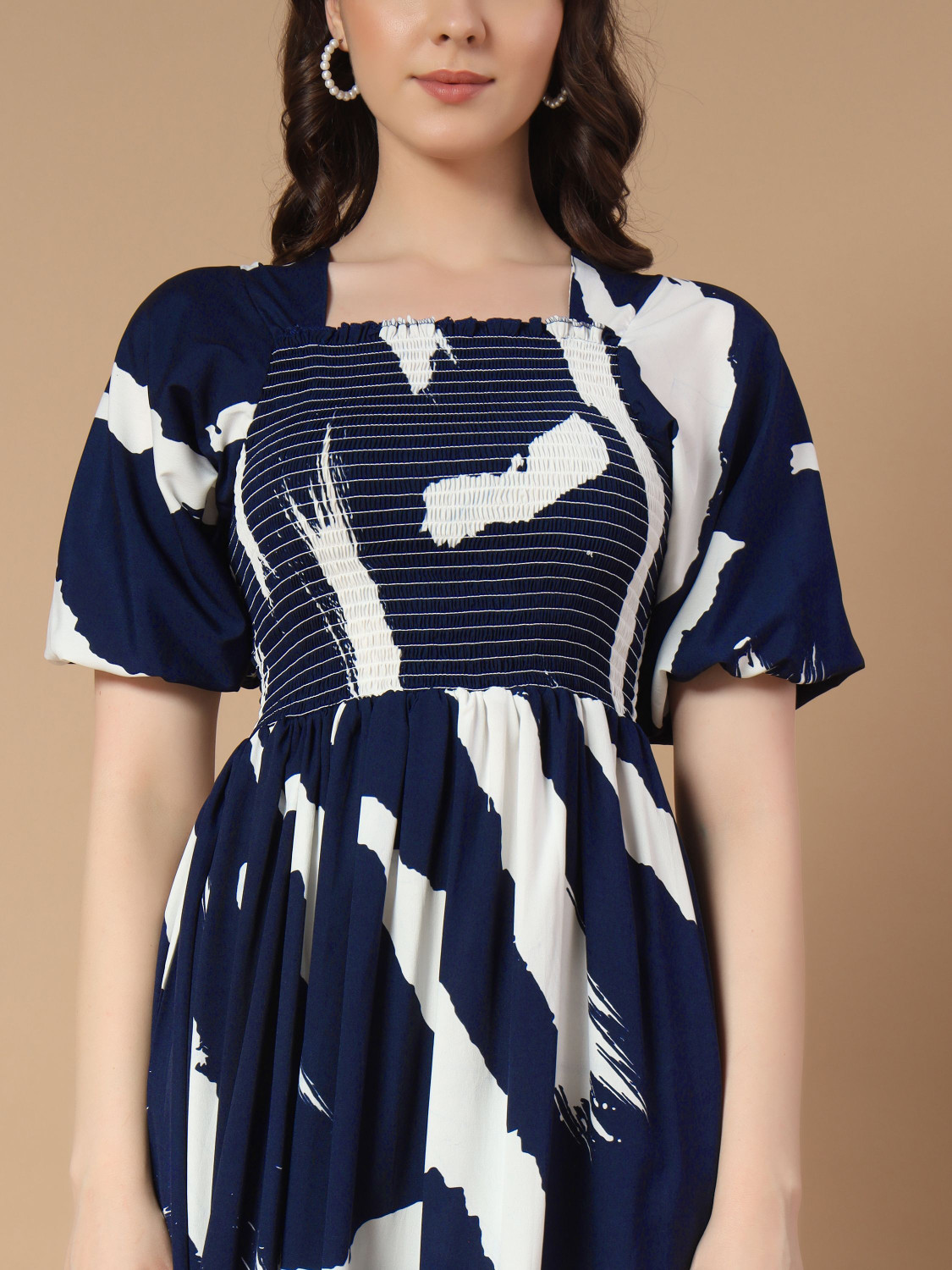 Zeflora Colour Block Ruffle Midi Dress