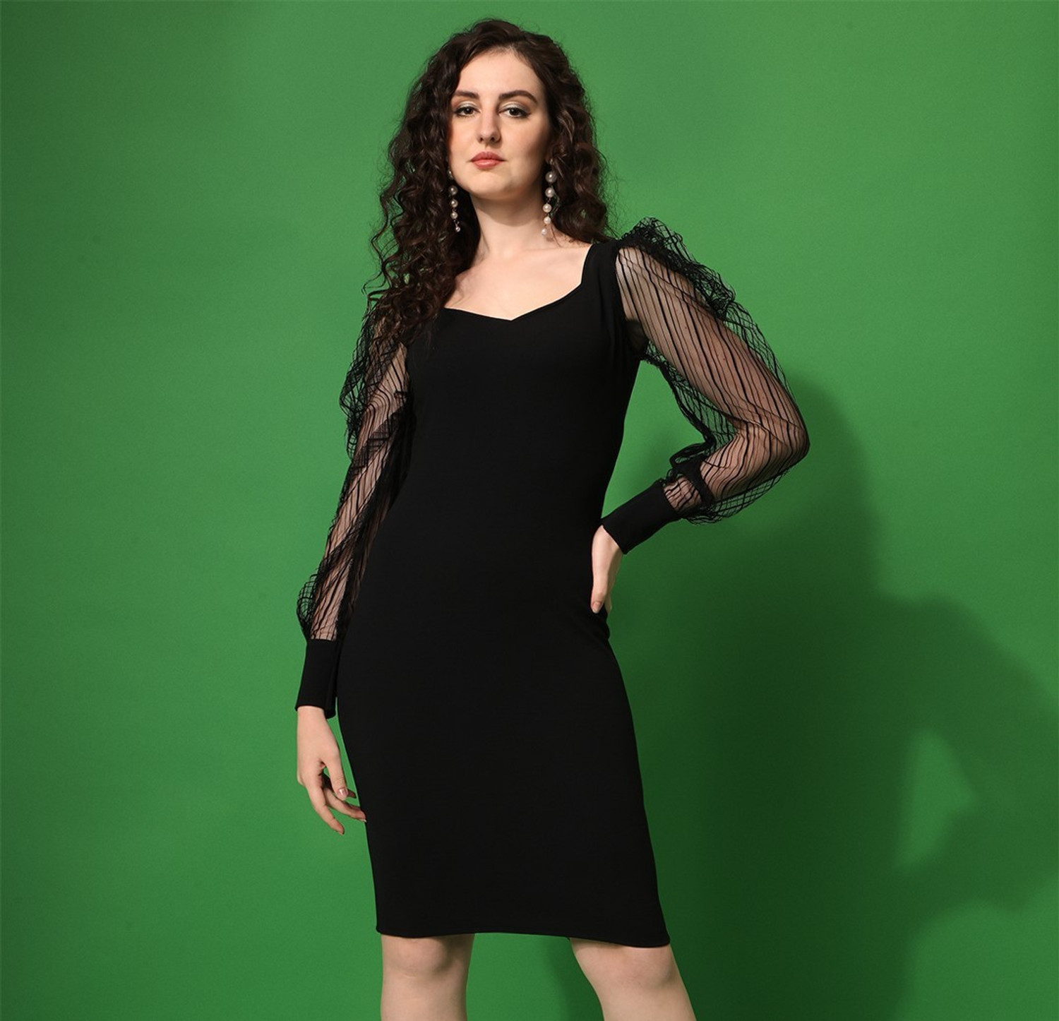 Shemora Black solid Bodycon Dress