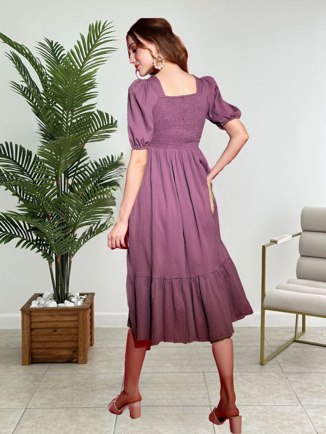 Shemora Purple solid Fit & Flare Dress