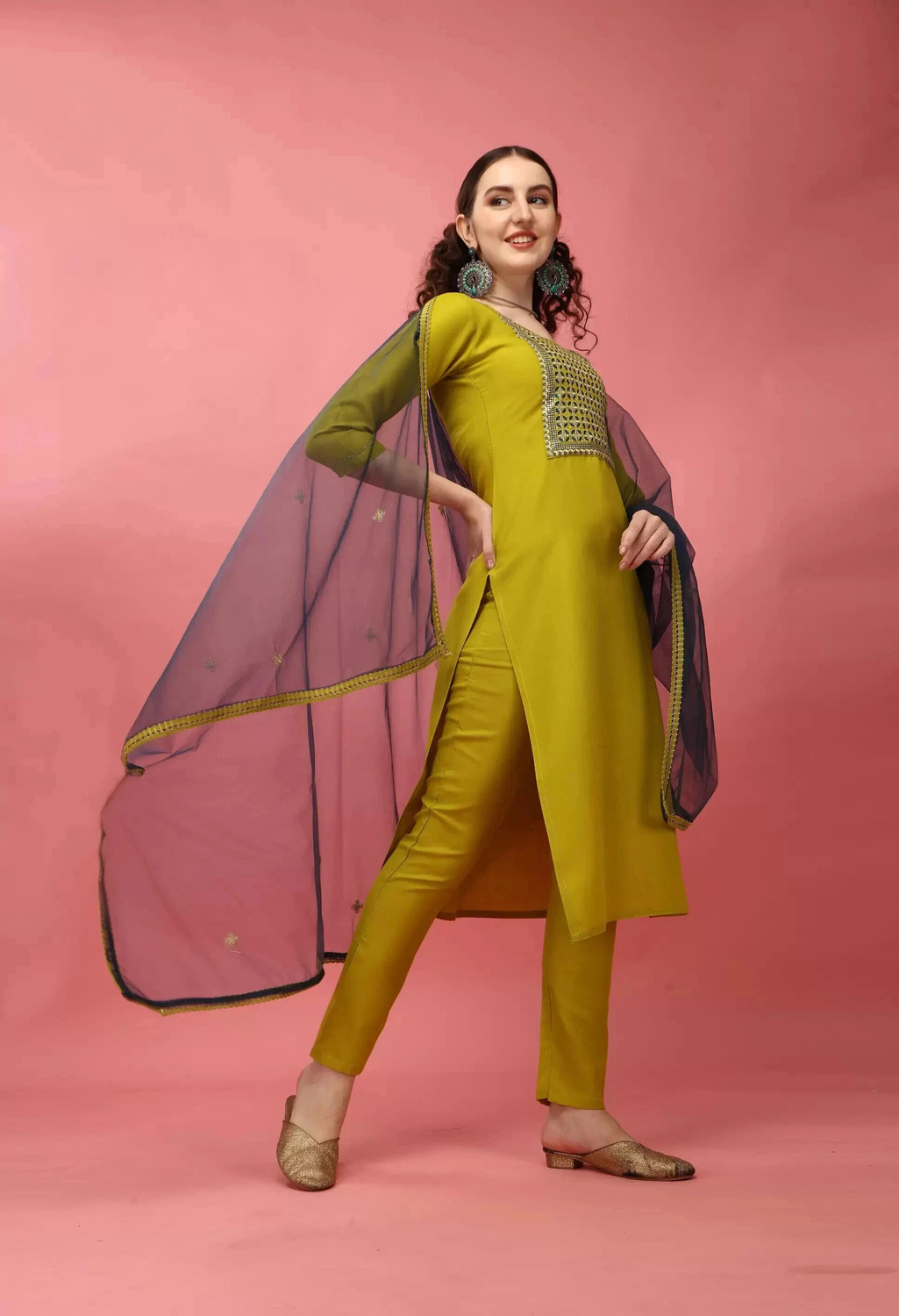   Pilessa Viscose Rayon Embroidered Salwar Suit Set