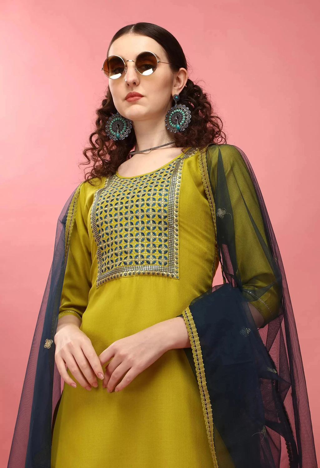   Pilessa Viscose Rayon Embroidered Salwar Suit Set