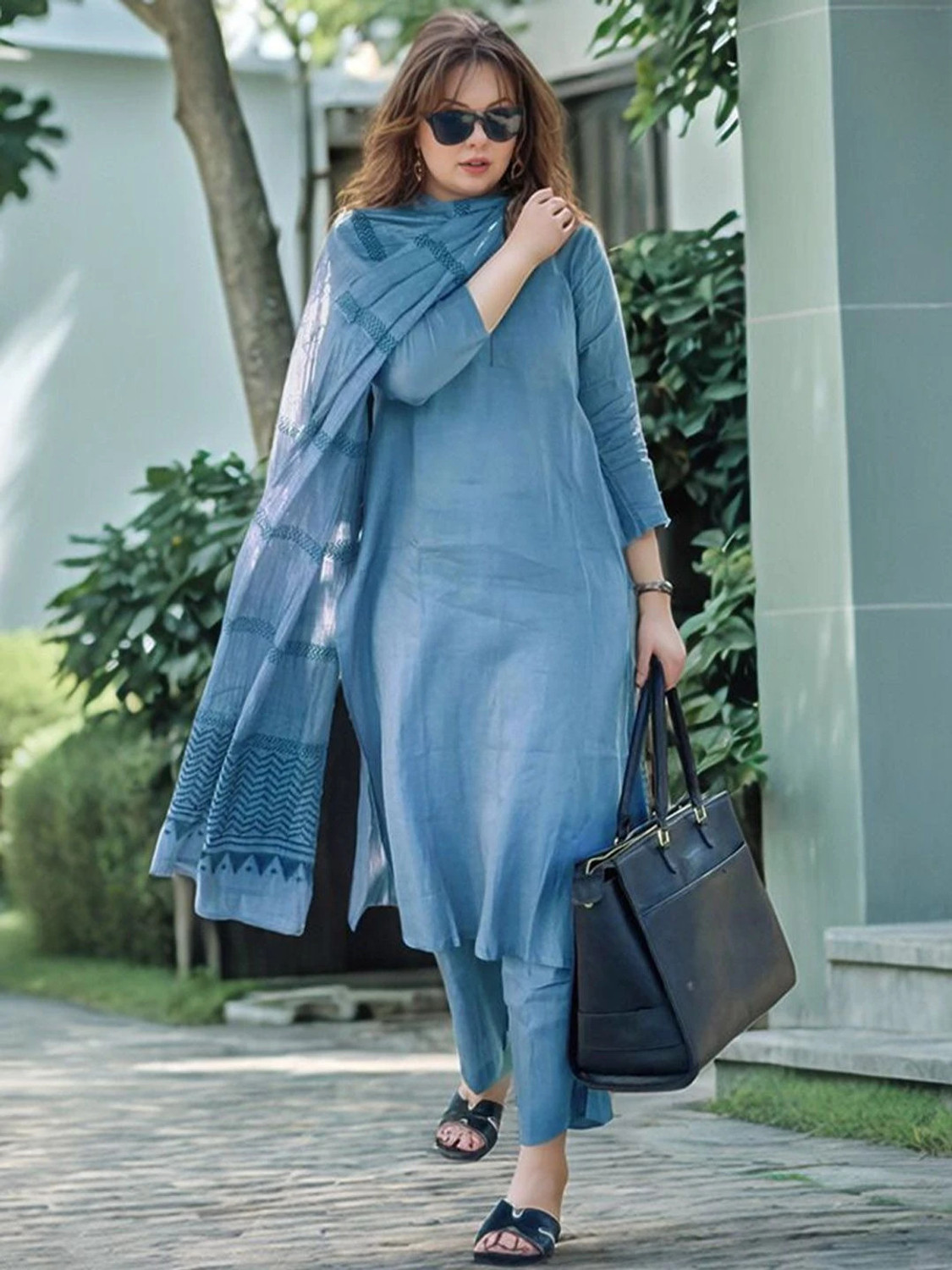  Pilessa  Plain Kurta  Salwar Suit Set