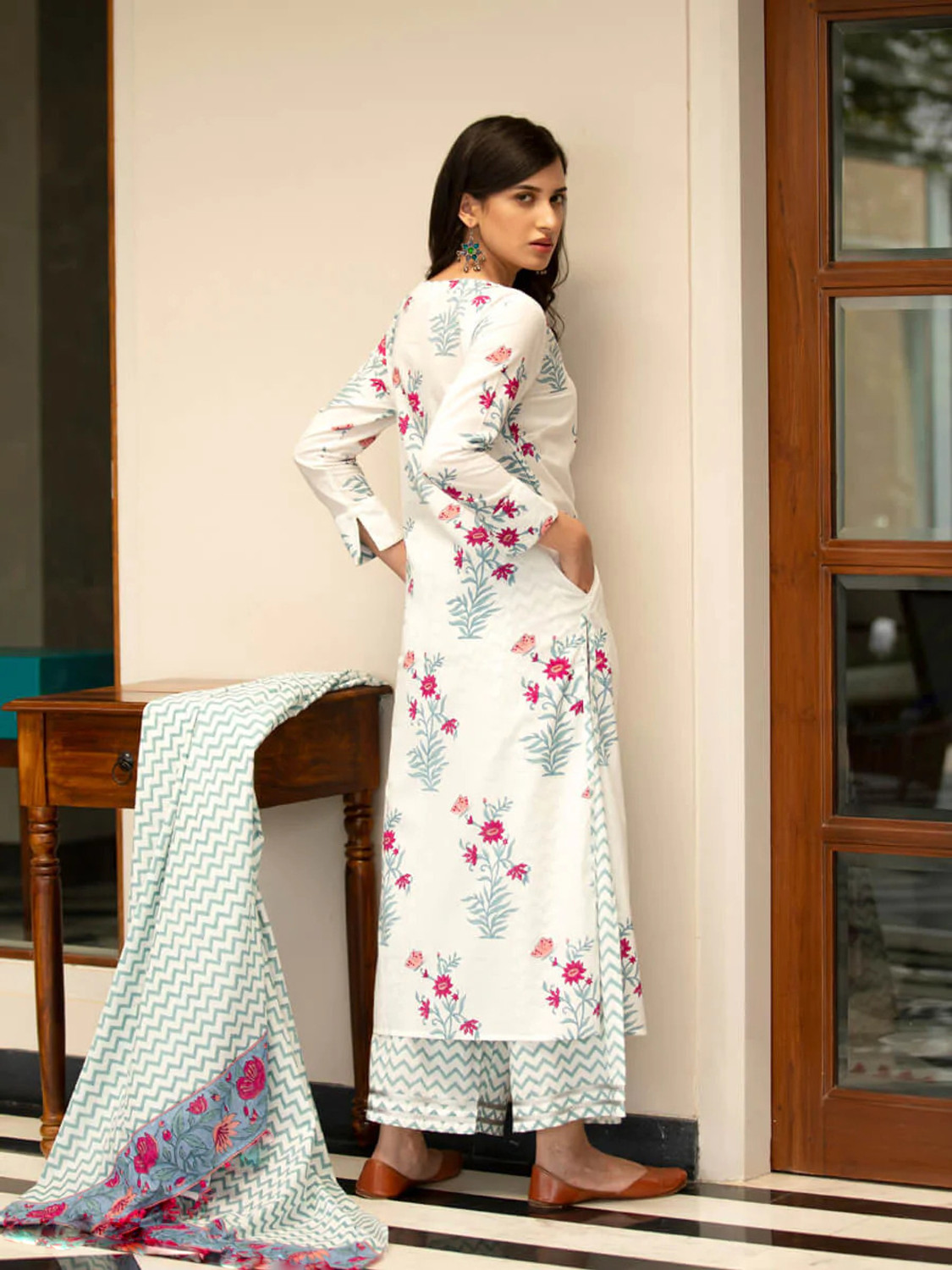 Rivanta Floral Print Straight  Salwar Suit Set 
