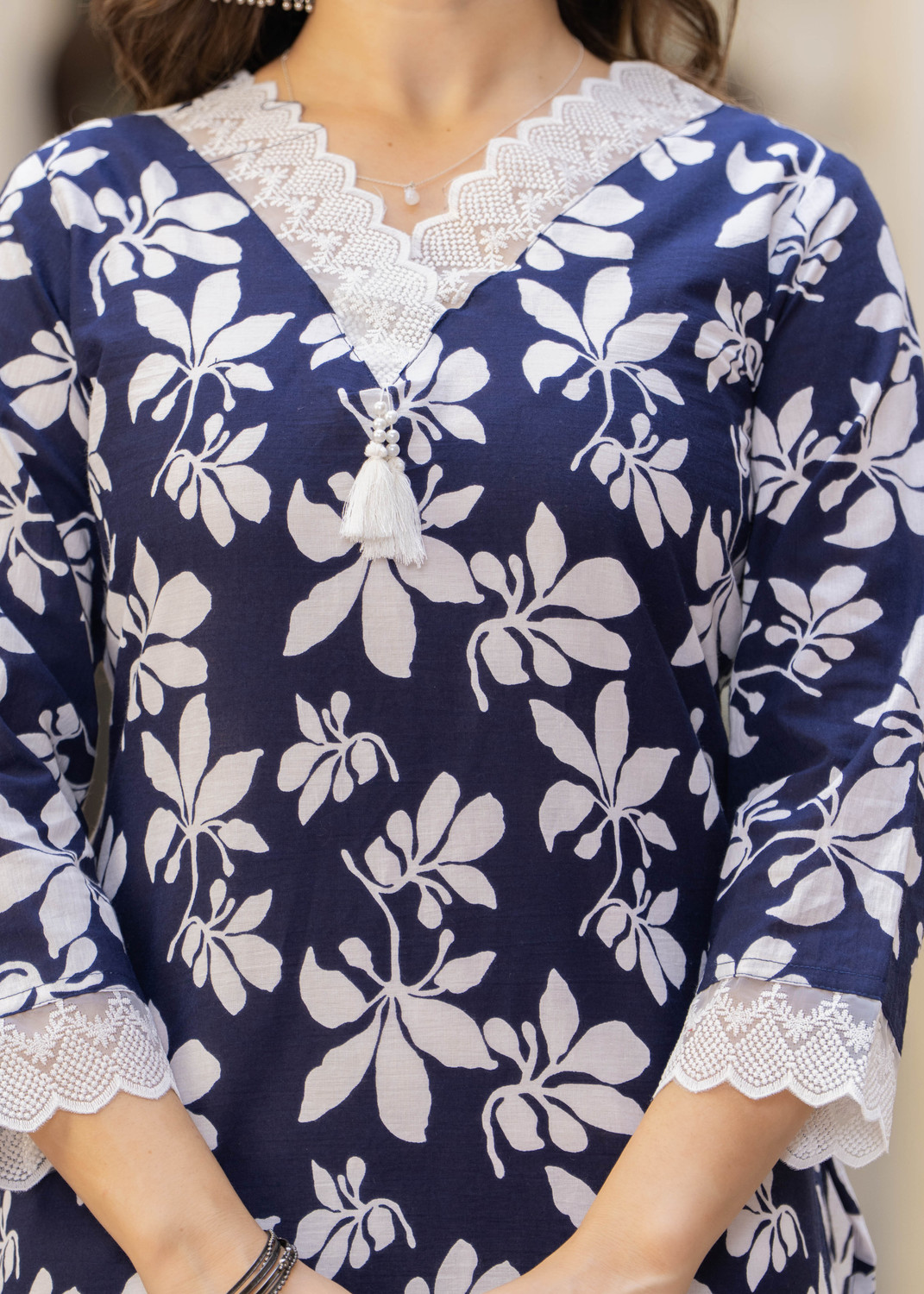Pravya Blue Floral Print  Salwar Suit Set 