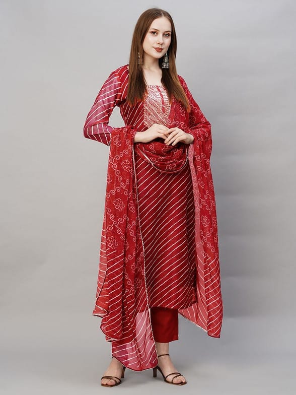 Divashree Striped Straight Salwar Suit Set 