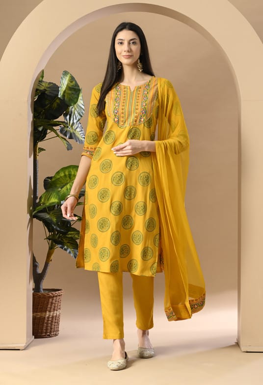 Divashree Viscose Rayon Kurti Pant Salwar Suit Set 