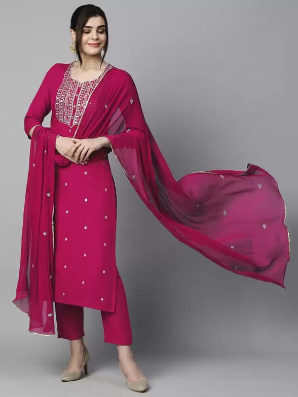 Divashree Cotton Blend Straight Salwar Suit Set 
