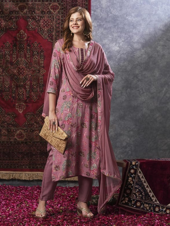 Divashree Viscose Rayon Floral Salwar Suit Set 