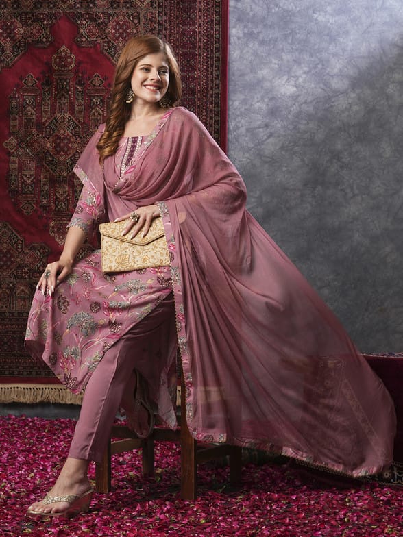 Divashree Viscose Rayon Floral Salwar Suit Set 