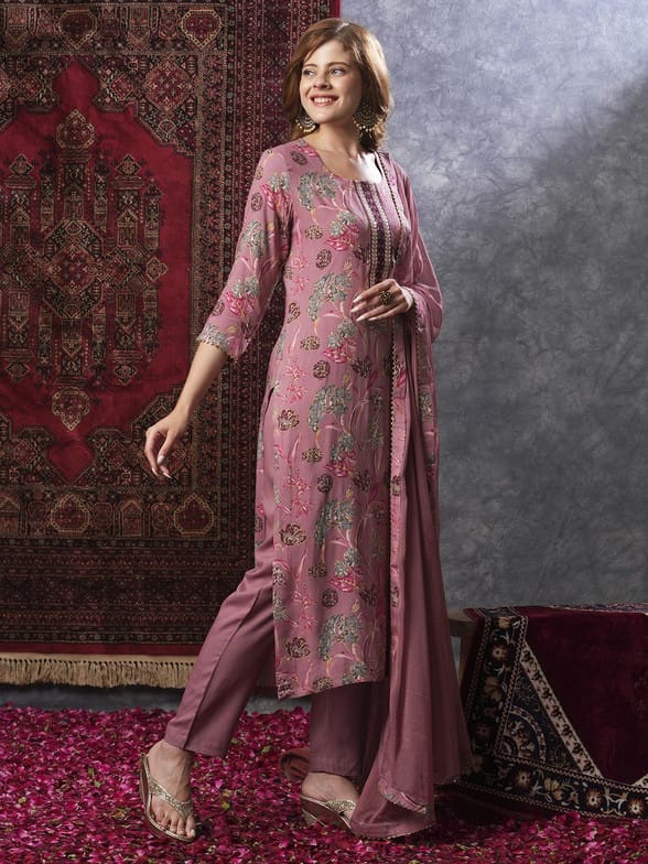 Divashree Viscose Rayon Floral Salwar Suit Set 