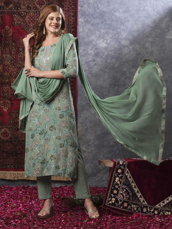 Divashree Viscose Rayon Floral Salwar Suit Set 