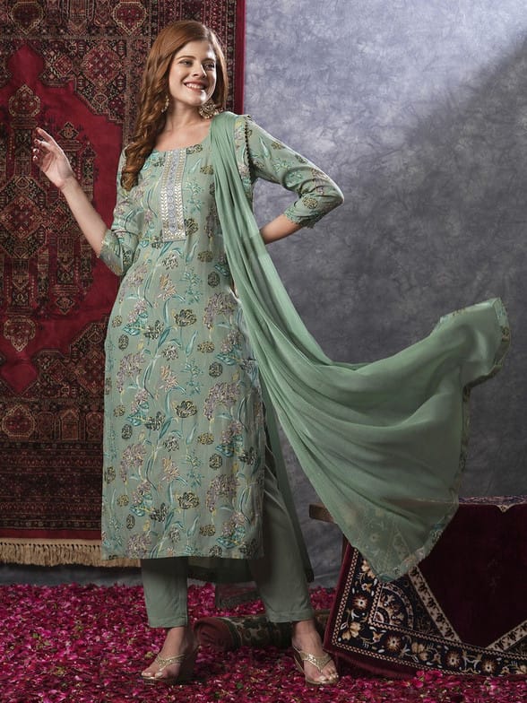 Divashree Viscose Rayon Floral Salwar Suit Set 