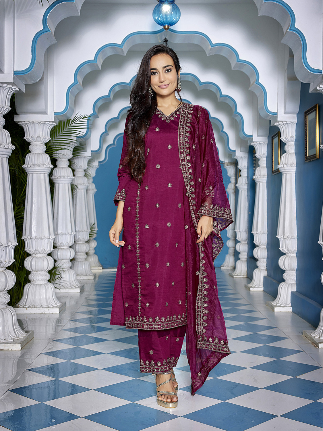 Rivanta Wedding Chanderi Salwar Suit Set 