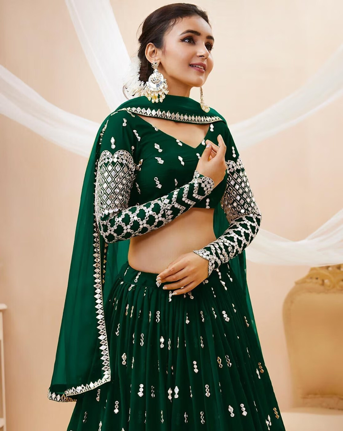 Kezel Green Embroidered Lehenga Choli