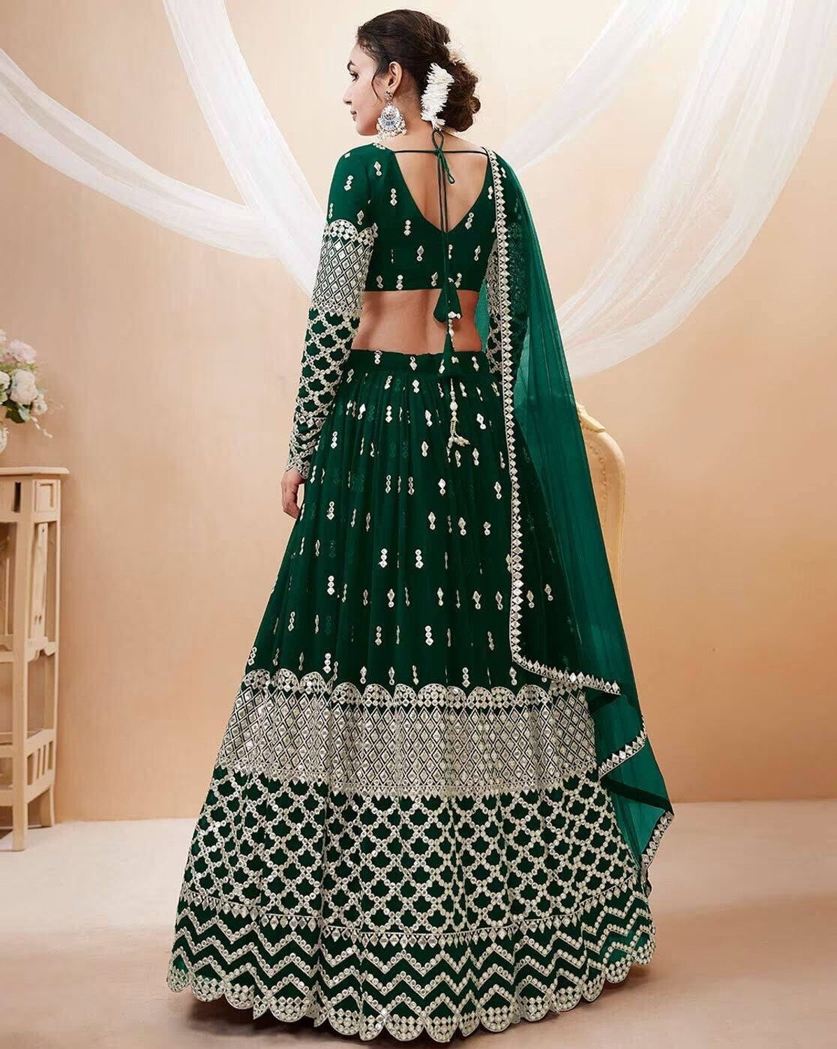 Kezel Green Embroidered Lehenga Choli