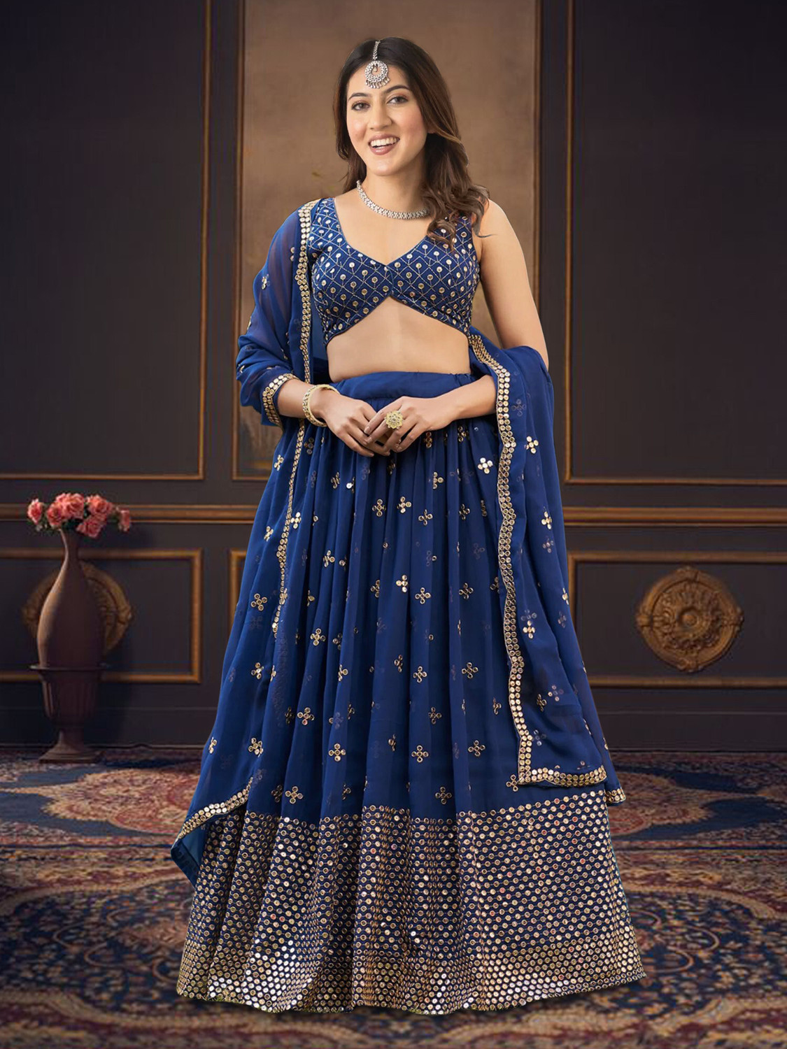 Kezel Blue Embroidered Lehenga Choli