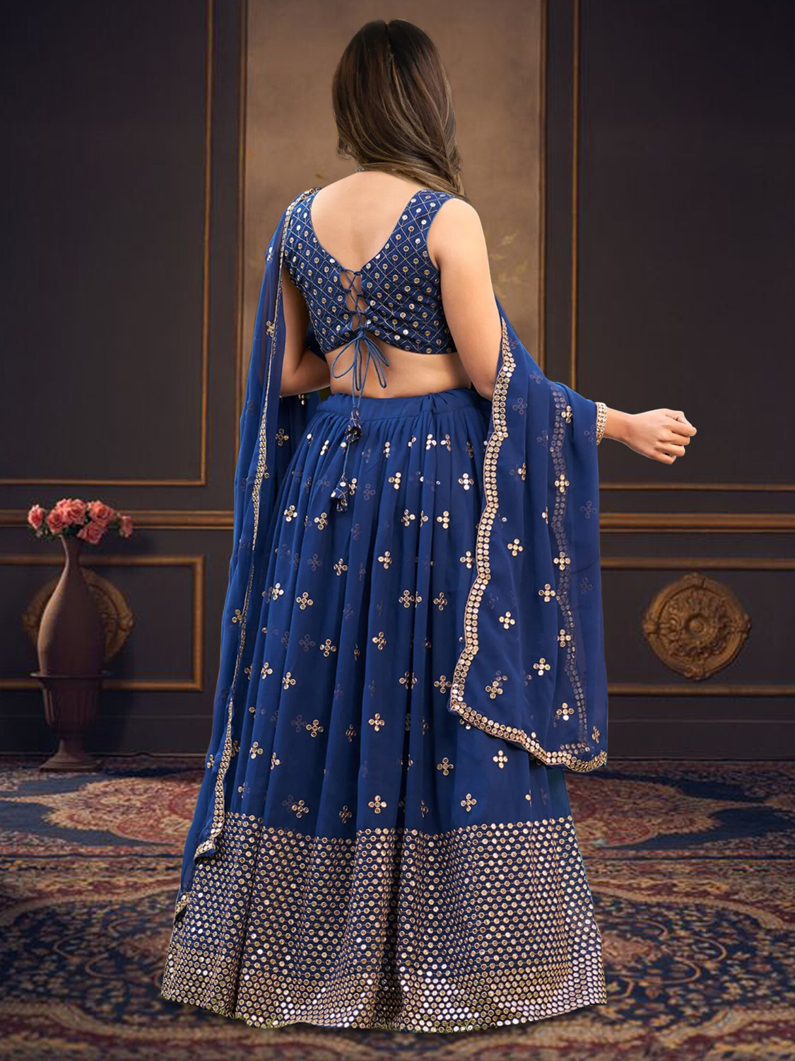 Kezel Blue Embroidered Lehenga Choli
