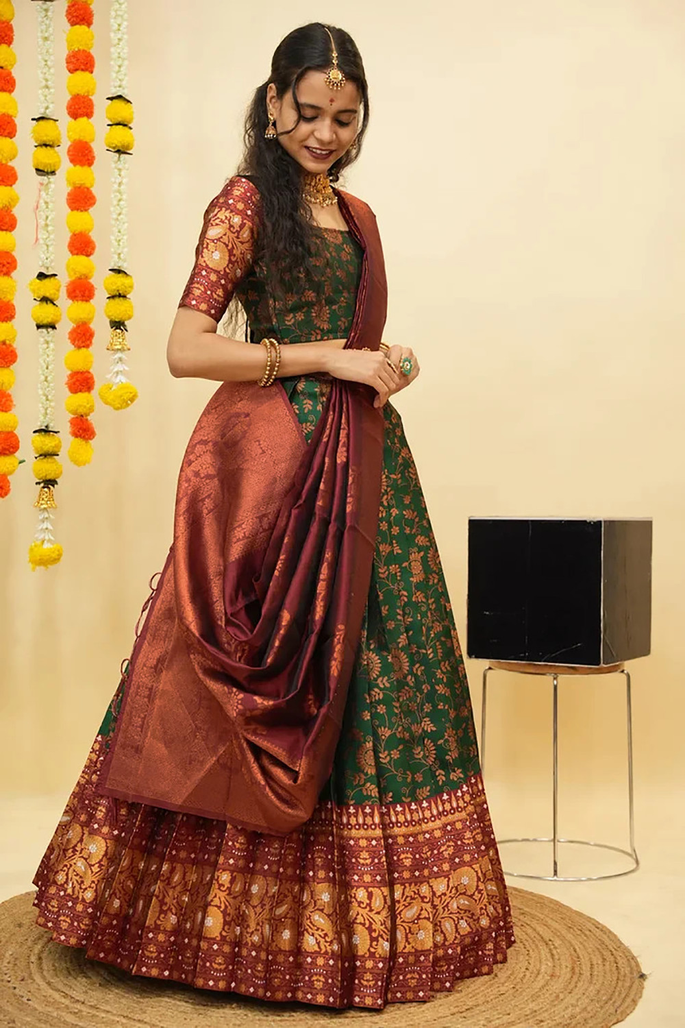 Kezel Self Design Zari Lehenga Choli