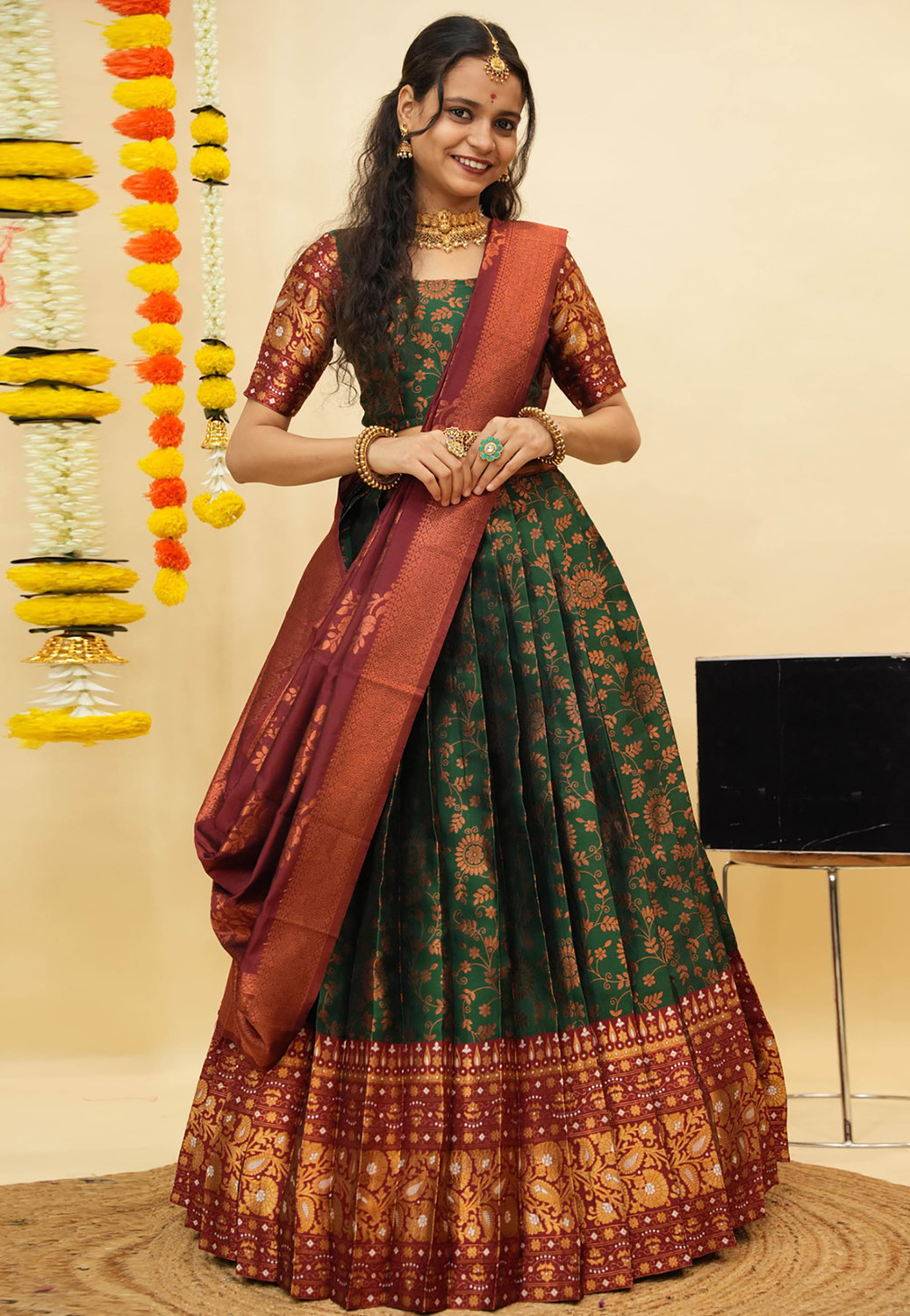 Kezel Self Design Zari Lehenga Choli