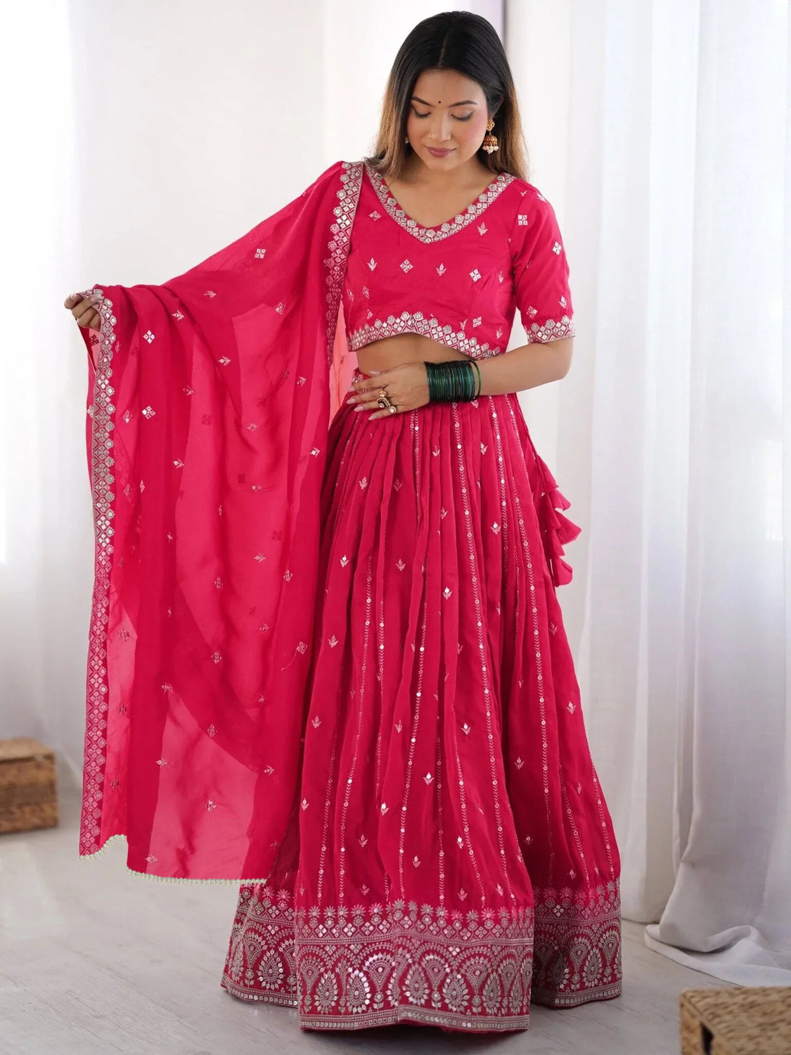 Kezel Pink Sequins Lehenga Choli