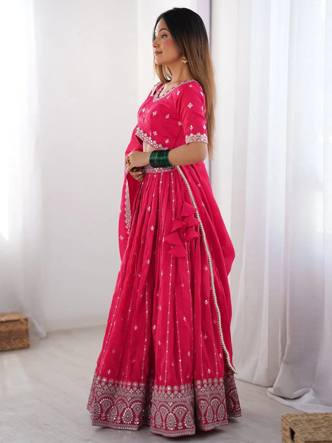 Kezel Pink Sequins Lehenga Choli