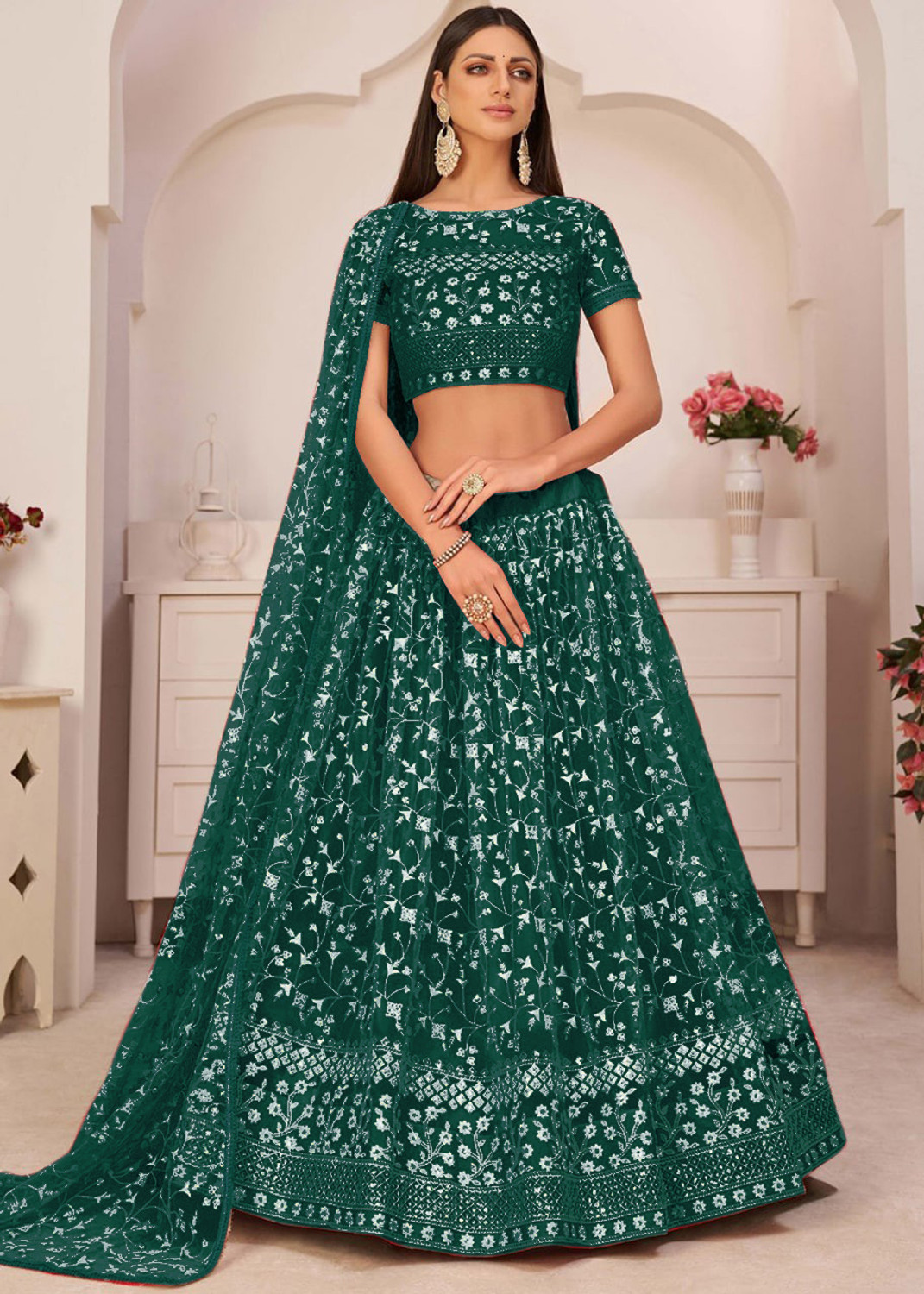Kezel Self Design Silk Net Lehenga Choli