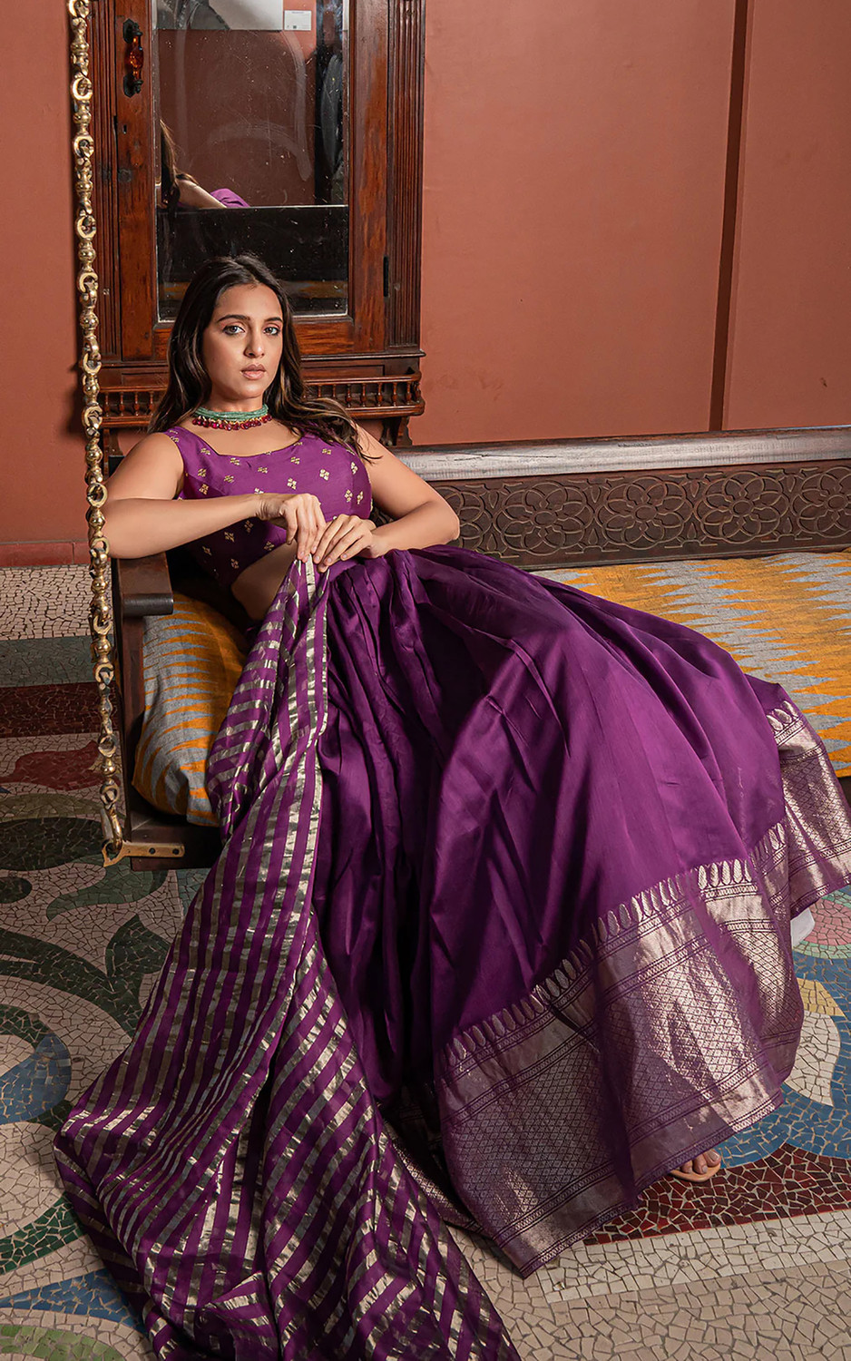Kezel Purple Silk Lehenga Choli