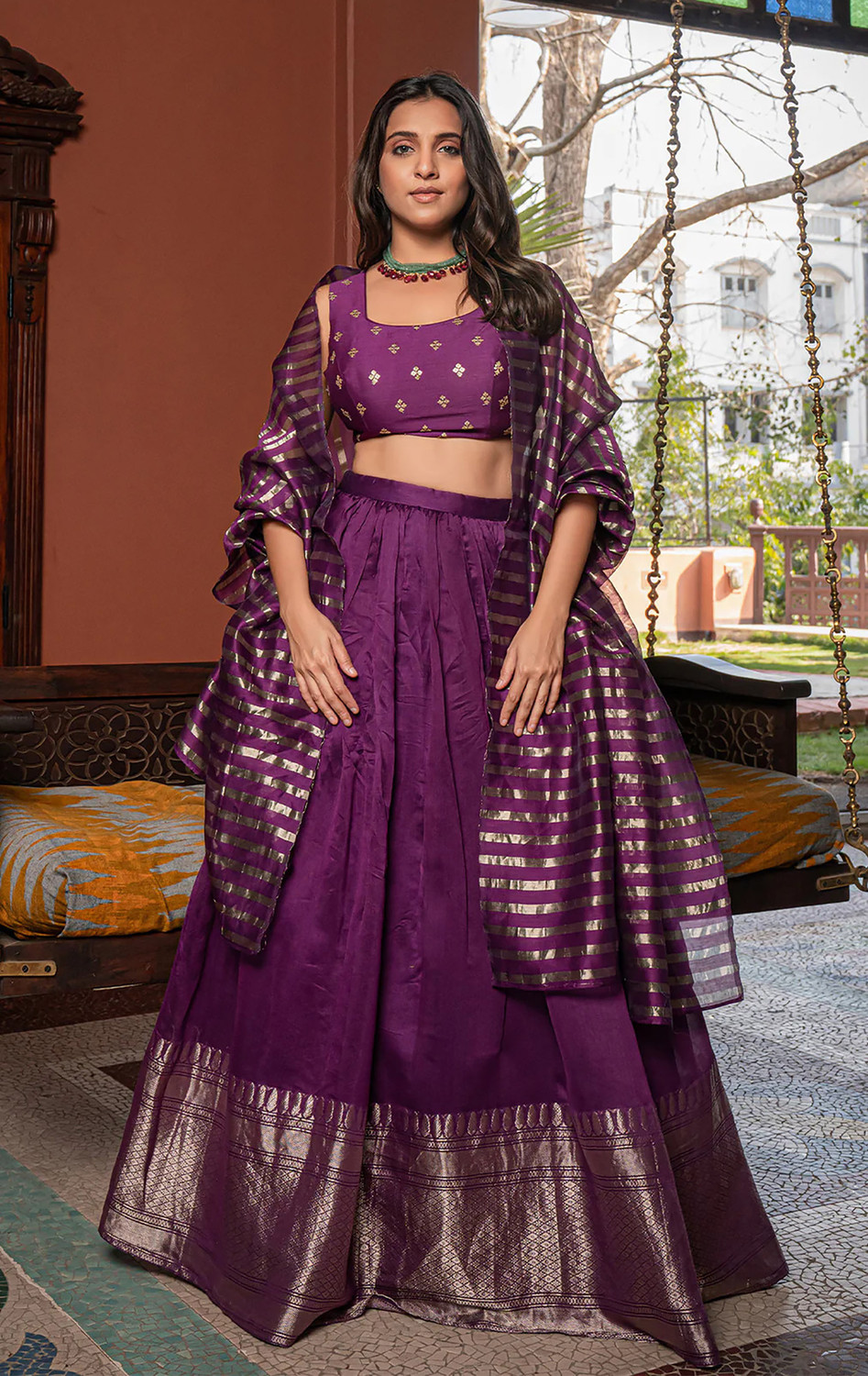 Kezel Purple Silk Lehenga Choli