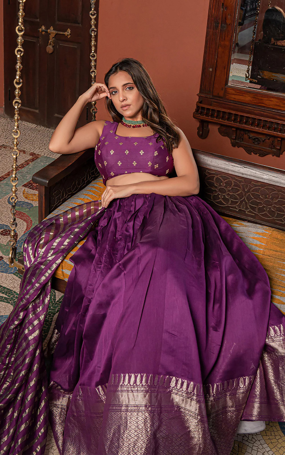 Kezel Purple Silk Lehenga Choli