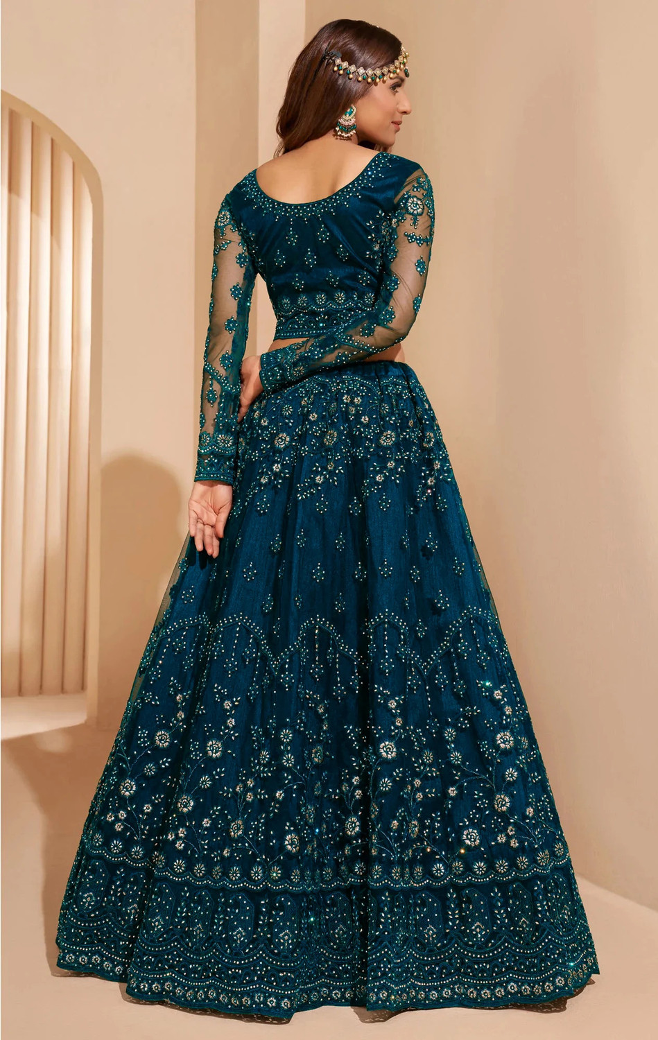 Divashree Dark Blue Net Lehenga Choli
