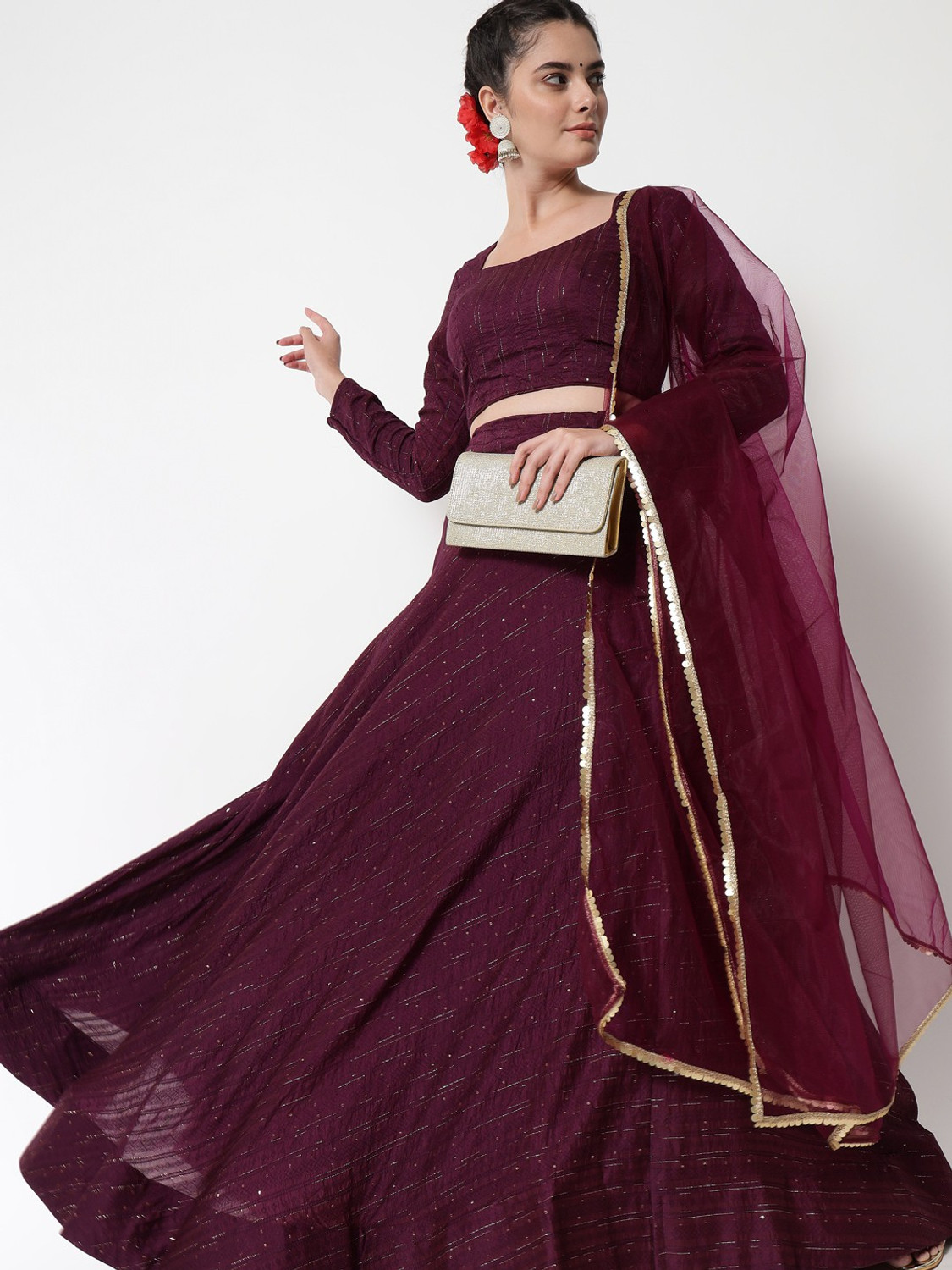 Divashree Purple Embroidered Lehenga Choli