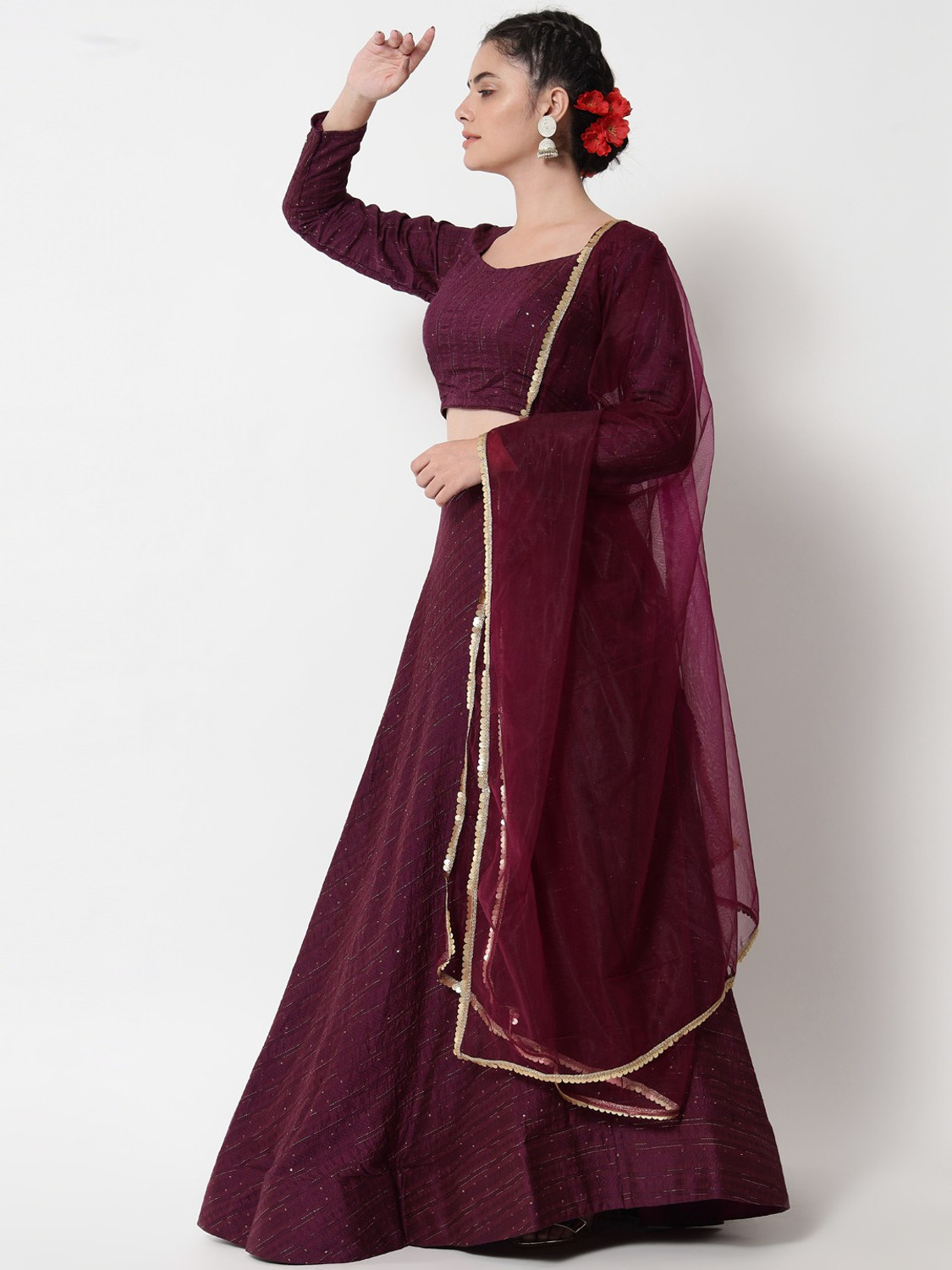 Divashree Purple Embroidered Lehenga Choli