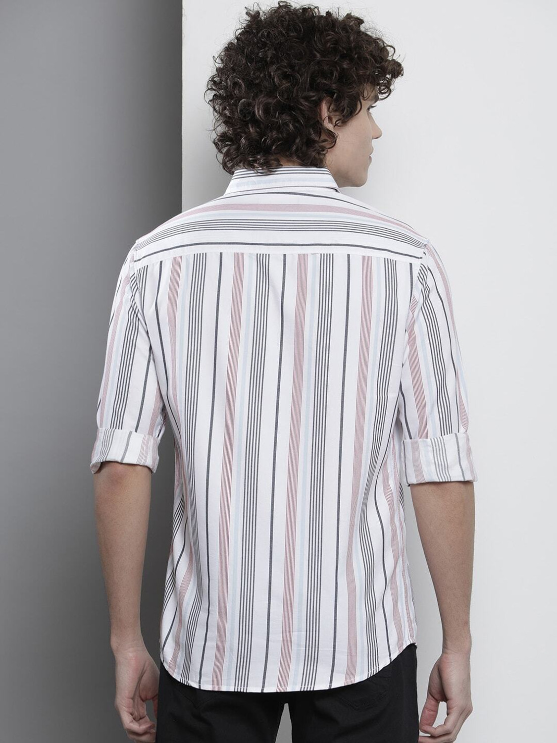 Ivaan White Striped Cotton Casual Shirt