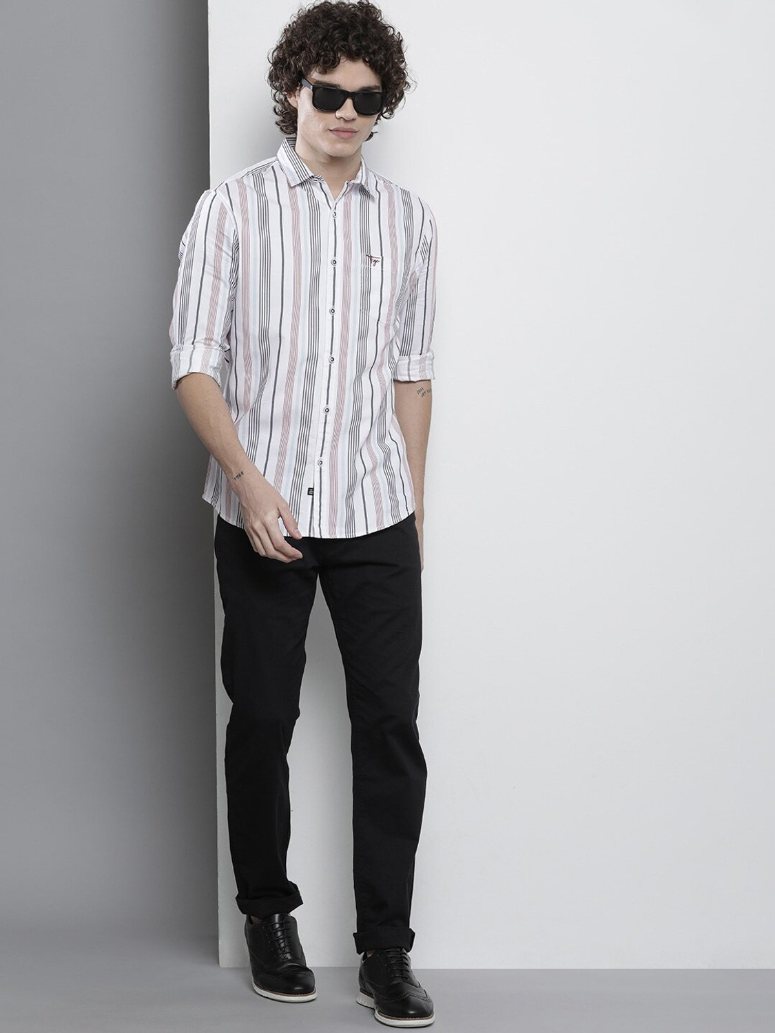 Ivaan White Striped Cotton Casual Shirt