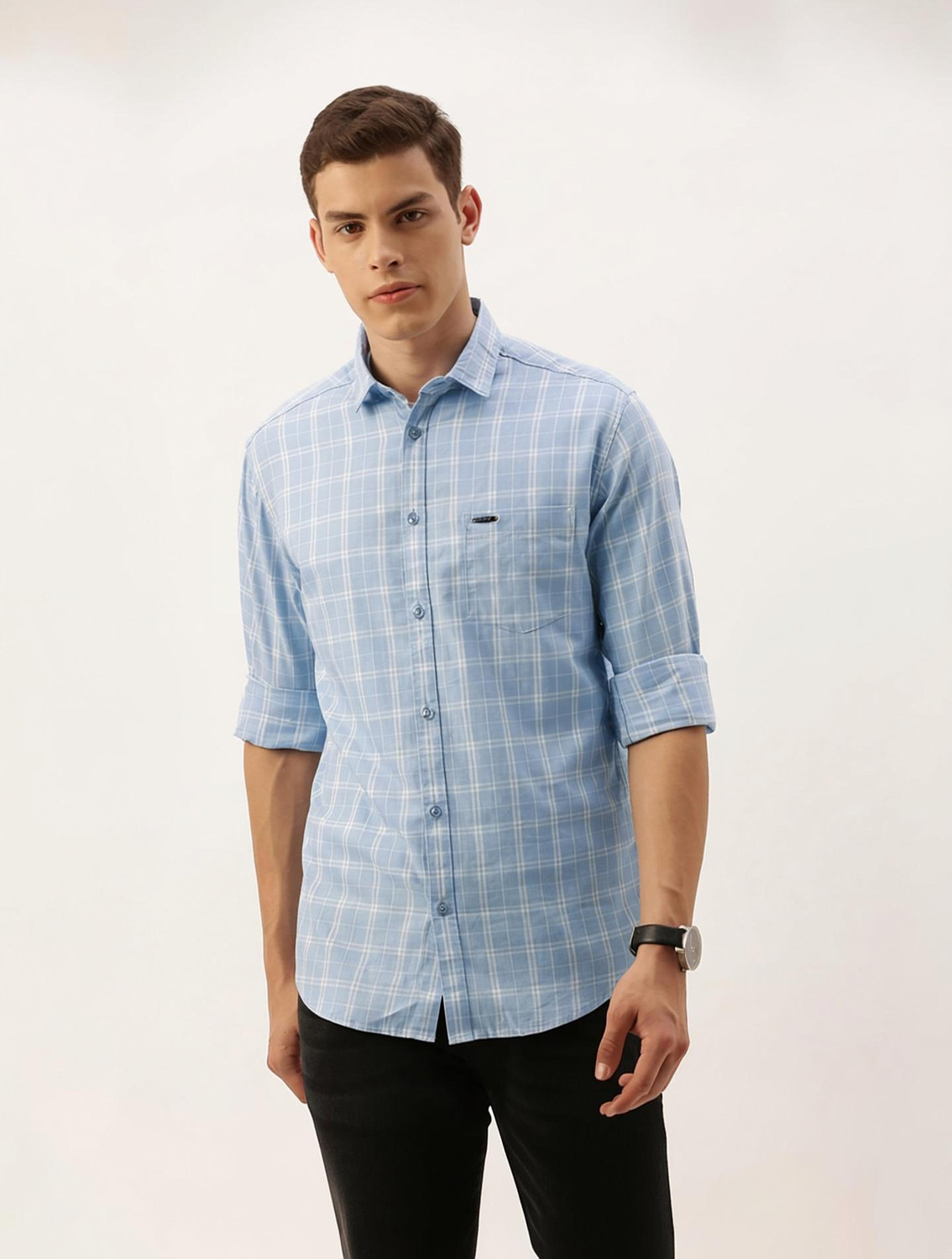 Ivaan Sky Blue Windowpane Shirt