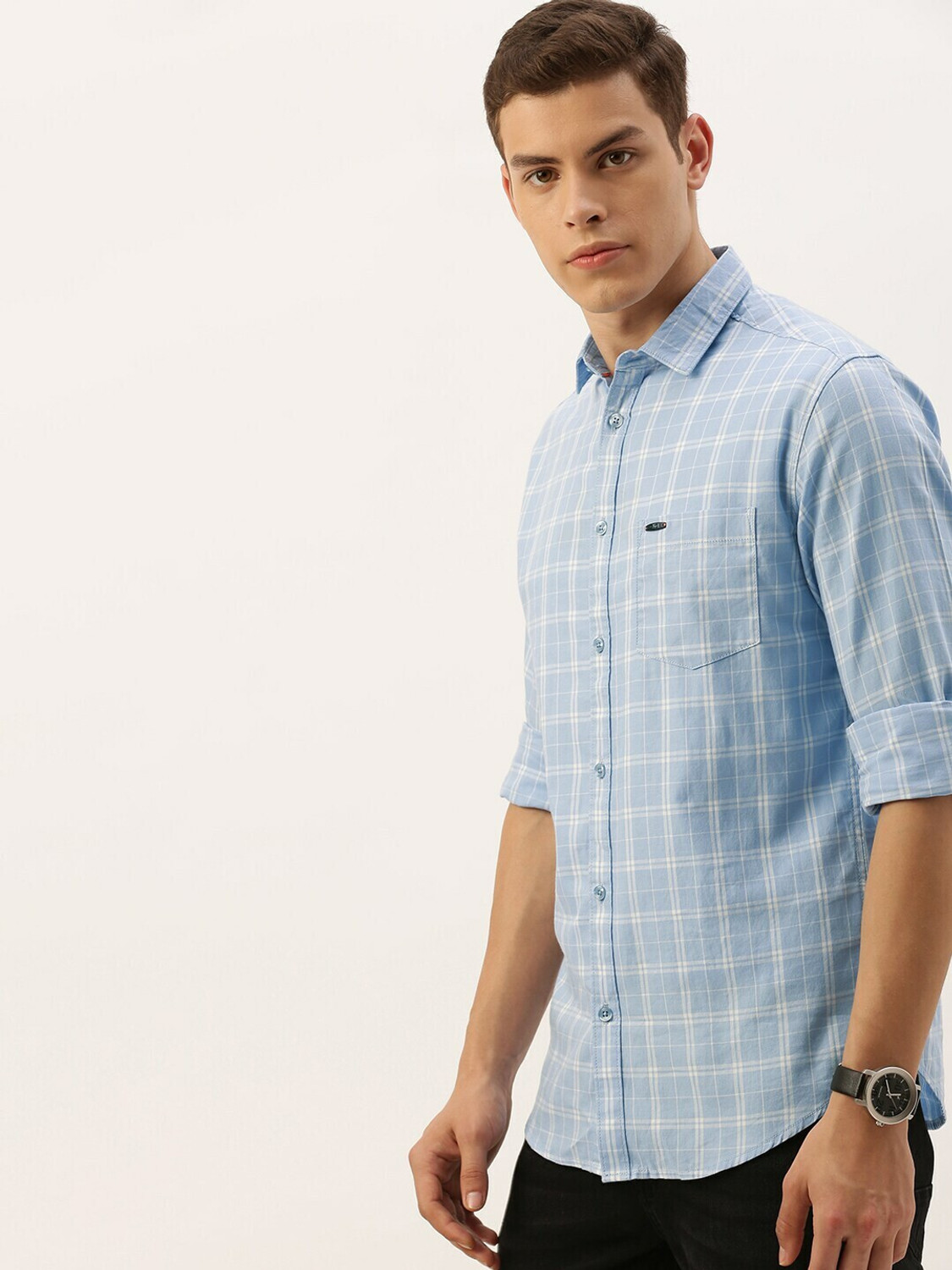 Ivaan Sky Blue Windowpane Shirt